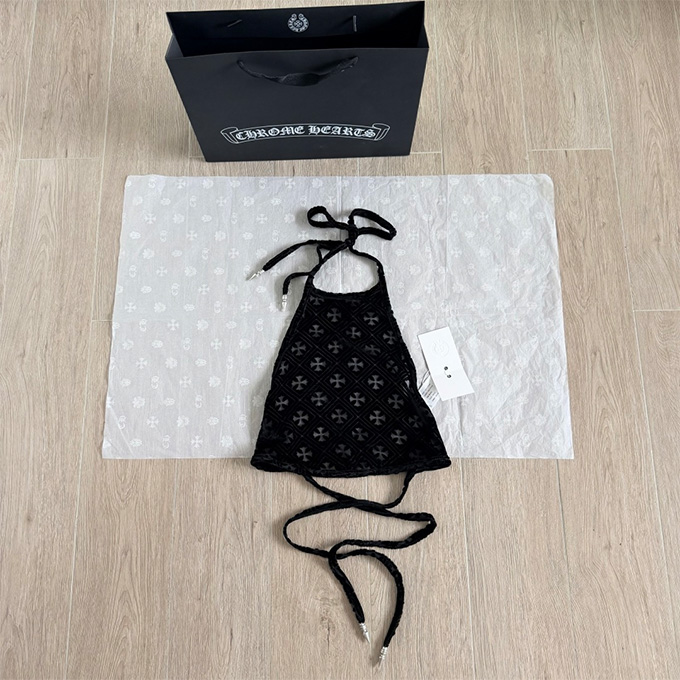 chrome hearts velvet cutout halter tank top